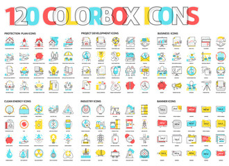 Fototapeta na wymiar 120 Color box icons