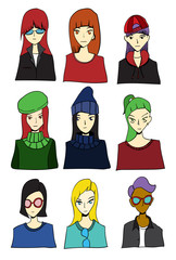 Characters vector set cartoon design mobile game dress up Illustration on White Background eps10