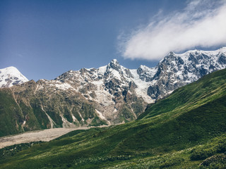 Fototapeta na wymiar Shkhara Mountain landscape, Svaneti region, Georgia
