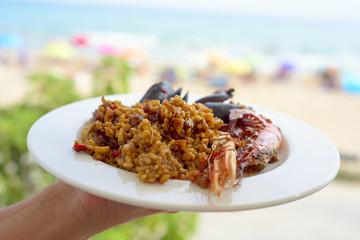 plate of typical spanish paella