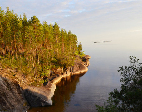 Onega lake at sunset Karelia Russia