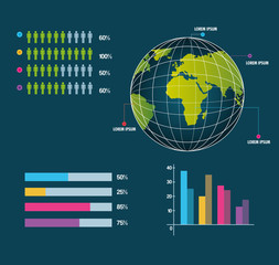 world infographic globe information business report work vector illustration
