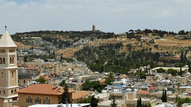 Jerusalem panoramic aerial view. Jerusalem is most sacred place for religious people christians muslims and jews. It's most touristic place on the planet as well.