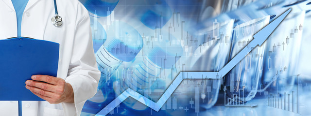 Health care stock market background