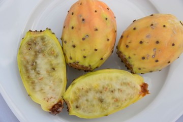 Kaktusfeigen für ein Dessert, Opuntien oder Opuntia ficus-indica