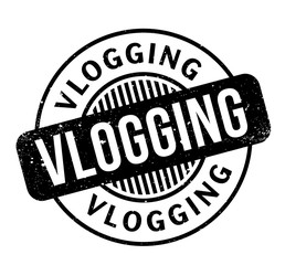 Vlogging rubber stamp. Grunge design with dust scratches. Effects can be easily removed for a clean, crisp look. Color is easily changed.