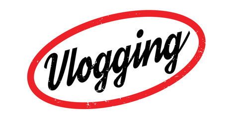 Vlogging rubber stamp. Grunge design with dust scratches. Effects can be easily removed for a clean, crisp look. Color is easily changed.