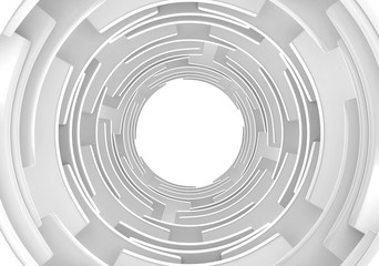 3d rendering. Abstract futuristic white circular tunnel