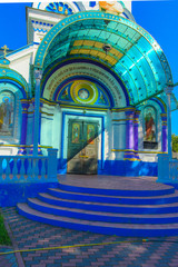 Obraz premium The Holy Ilyinsky temple in the dead radioactive zone functions as the only parish in the Chernobyl zone. Consequences of the Chernobyl nuclear disaster, August 2017.