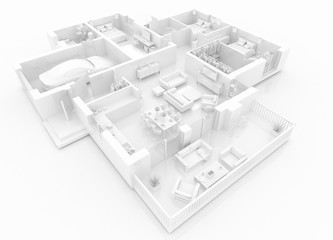 appartment mockup of furnished home apartment