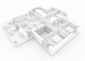 appartment mockup of furnished home apartment