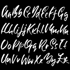 Naklejka na ściany i meble Hand drawn dry brush font. Modern brush lettering. Grunge style alphabet. Vector illustration.