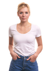 Fototapeta premium Cute young blonde girl with freckles