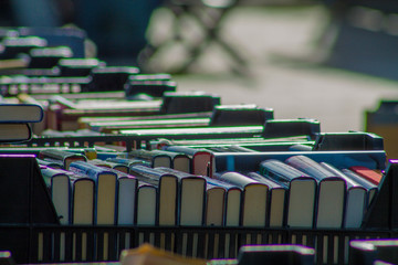 Books being sold on the street market