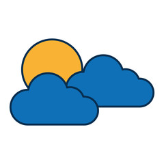 sun and clouds icon over white background vector illustration