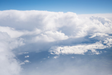 blue sky with the clouds from the plane view