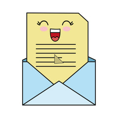 kawaii envelope and letter icon over white background vector illustration