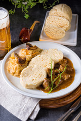 Original Czech dumpling with goulash