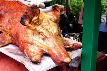 Barbecued suckling-pig or Roasted suckling-pig