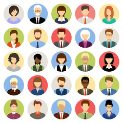Business people avatars in a circle
