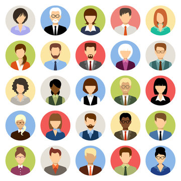 Business people avatars in a circle