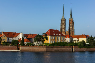 Fototapeta na wymiar View on the Tumski island and Odra river, Wroclaw, Poland