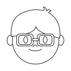 cartoon man with glasses icon over white background vector illustration