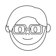 cartoon man with glasses icon over white background vector illustration