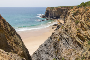 Cliffs, rocks and waves in Zambujeira do Mar