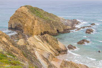 Fototapeta na wymiar Rocks and cliffs in Zambujeira do Mar