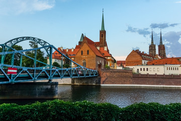View on the Tumski island and Odra river, Wroclaw, Poland