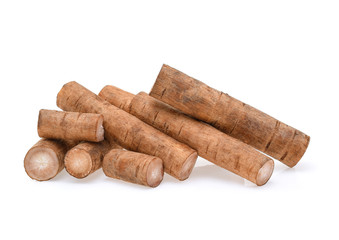 Burdock roots isolated white background.