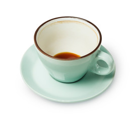 Blue empty coffee cup isolated on white background