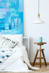 White and blue modern bedroom