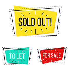Sold out, fore sale vector sign set for real estate - 169425122