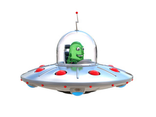 Alien spaceship, flying saucer 3d illustration