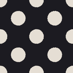 Stylish retro polka dots with rough edges seamless vector pattern. Decorative repeated background for print, textile, t-shirt, fabric, wallpaper, poster, home decor, packaging, wrapping, or web use. - 169426371