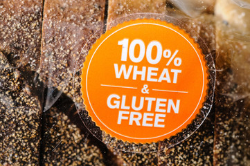 Label on a wheat and gluten free loaf of bread