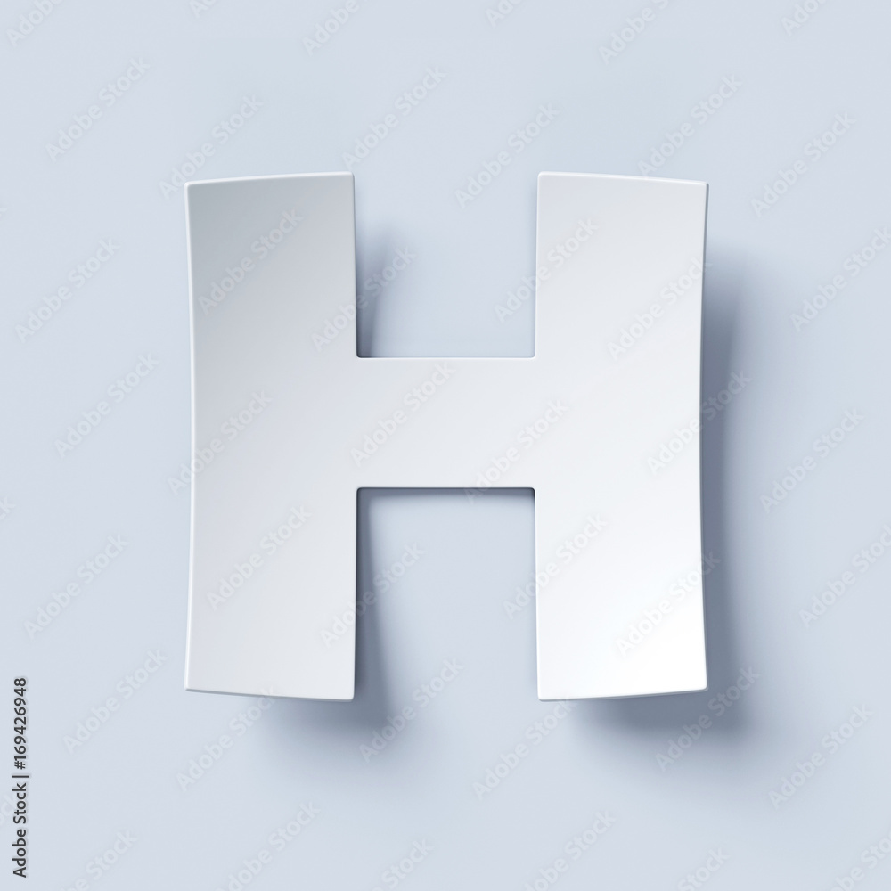 Wall mural white bent paper font letter h