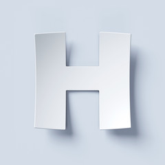 White bent paper font letter H