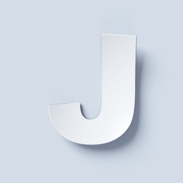 White bent paper font letter J