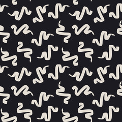 Flying ribbons seamless vector pattern. Handmade modern zigzag doodle background for print, textile, or web use.