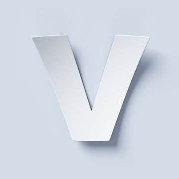 White bent paper font letter V