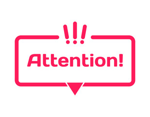 Attention template dialog bubble in flat style on white background. Basis with exclamation point icon for various word of plot. Stamp for quotes to cards, banners, labels, notes, blog article. Vector