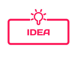 Idea template dialog bubble in flat style on white background. Basis with lamp icon for various word of plot. Stamp for quotes to cards, banners, labels, notes, blog article. Vector