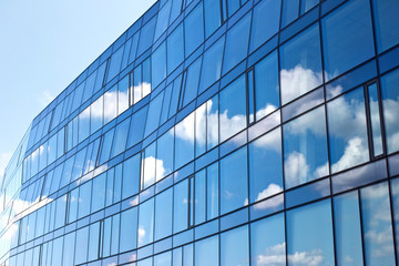 blue windows of a modern office building