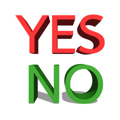 yes no 3d text