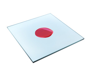 Drop of blood on glass slide 3d rendering
