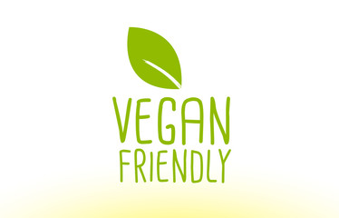 vegan friendly green leaf text concept logo icon design