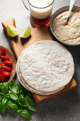 Homemade White Corn Tortillas in a Stack